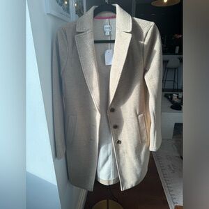 New J Crew Peacoat - Camel & White Herringbone